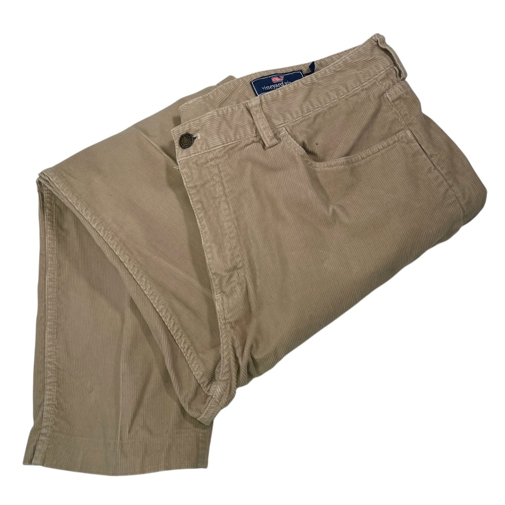 Vineyard Vines 36x26 Tan Corduroy Pants Straight Leg Stretch Khaki Preppy